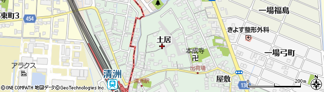 愛知県清須市一場土居周辺の地図