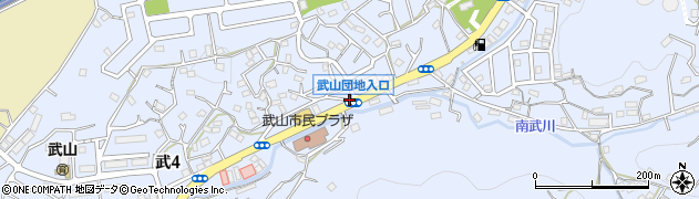 武山団地入口周辺の地図