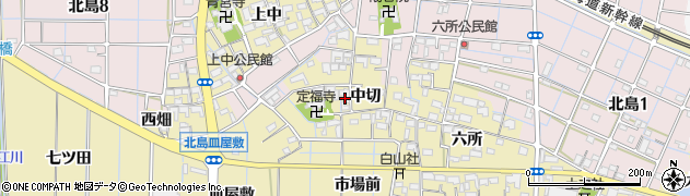 愛知県稲沢市北島町（中切）周辺の地図