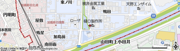 愛知県北名古屋市九之坪（鴨田）周辺の地図