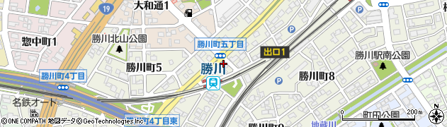中日新聞　勝川口専売所周辺の地図