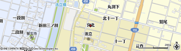 愛知県稲沢市平和町法立（宮北）周辺の地図