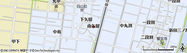 愛知県稲沢市祖父江町三丸渕南矢留周辺の地図