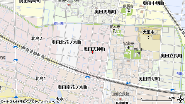 〒492-8255 愛知県稲沢市奥田天神町の地図
