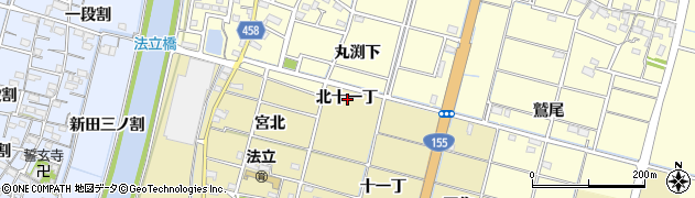 愛知県稲沢市平和町法立北十一丁周辺の地図