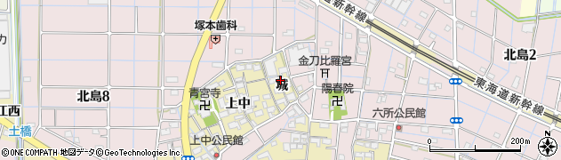 愛知県稲沢市北島町城周辺の地図