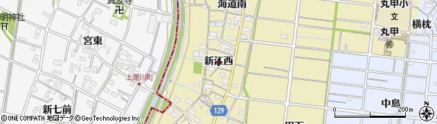 愛知県稲沢市祖父江町甲新田（新江西）周辺の地図