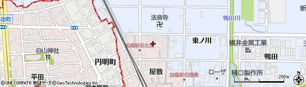 愛知県北名古屋市加島新田（北浦）周辺の地図