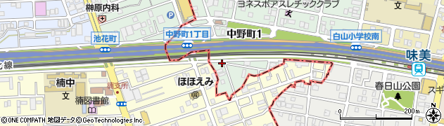 愛知県春日井市中野町1丁目周辺の地図
