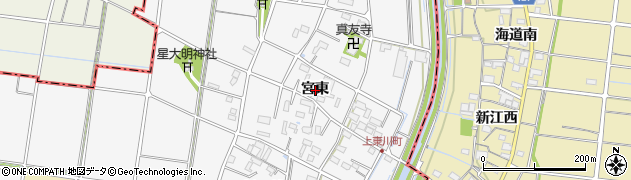 愛知県愛西市上東川町宮東周辺の地図