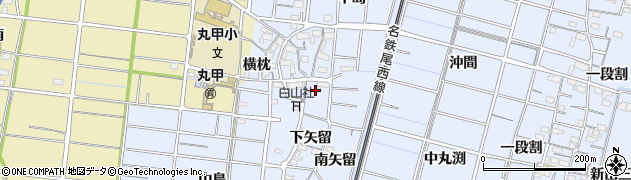愛知県稲沢市祖父江町三丸渕（上矢留）周辺の地図