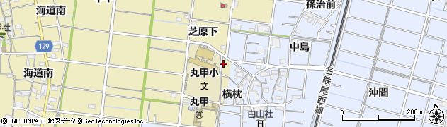 愛知県稲沢市祖父江町甲新田（芝八）周辺の地図
