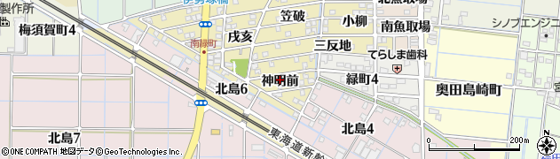 愛知県稲沢市北島町神明前周辺の地図
