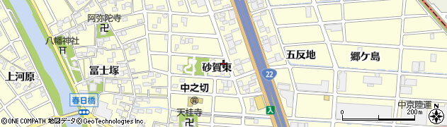 愛知県清須市春日砂賀東周辺の地図