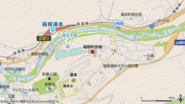 〒250-0500 神奈川県足柄下郡箱根町（以下に掲載がない場合）の地図
