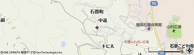 愛知県豊田市石畳町中道周辺の地図