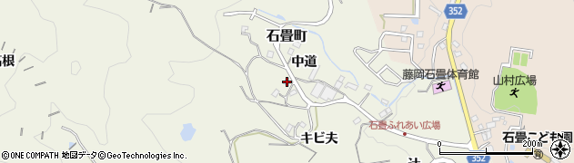 愛知県豊田市石畳町（中道）周辺の地図