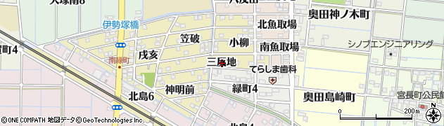 愛知県稲沢市北島町三反地周辺の地図