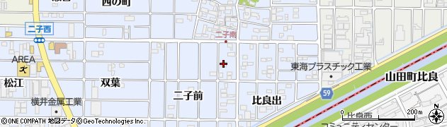 愛知県北名古屋市二子比良出7周辺の地図