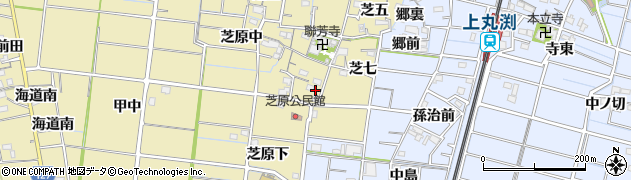 愛知県稲沢市祖父江町甲新田（芝六）周辺の地図