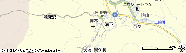 愛知県豊田市三箇町青木12周辺の地図