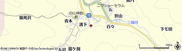 愛知県豊田市三箇町溝下周辺の地図