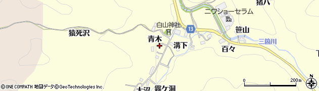 愛知県豊田市三箇町青木8周辺の地図