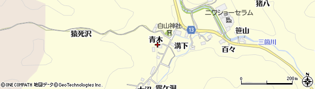愛知県豊田市三箇町青木9周辺の地図