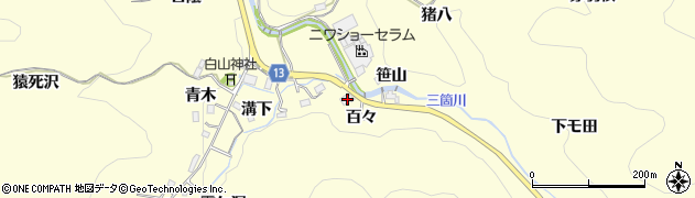 愛知県豊田市三箇町百々13周辺の地図