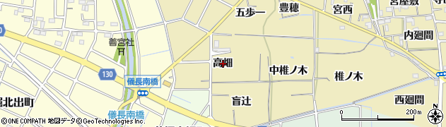 愛知県稲沢市矢合町（高畑）周辺の地図