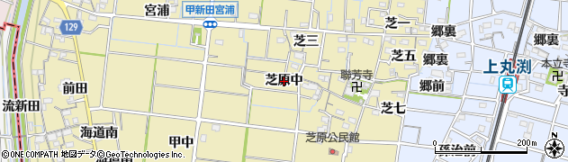 愛知県稲沢市祖父江町甲新田（芝原中）周辺の地図