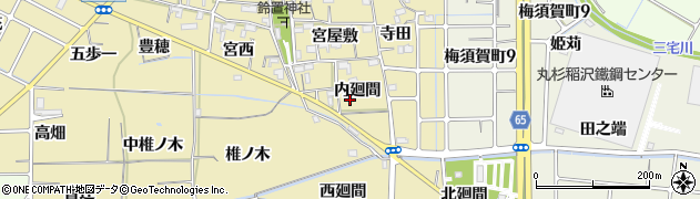 愛知県稲沢市矢合町内廻間周辺の地図