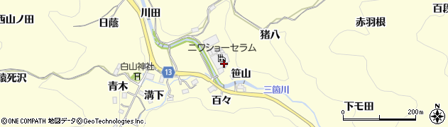 愛知県豊田市三箇町向田周辺の地図
