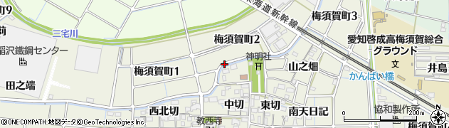 愛知県稲沢市梅須賀町（須ケ越）周辺の地図