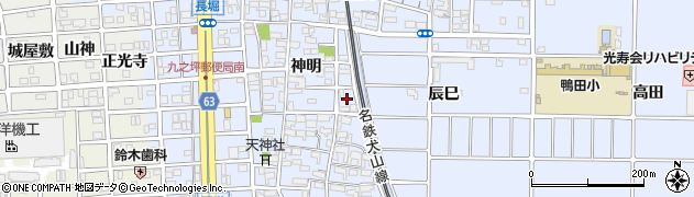 愛知県北名古屋市九之坪神明80周辺の地図