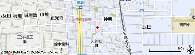 愛知県北名古屋市九之坪神明25周辺の地図