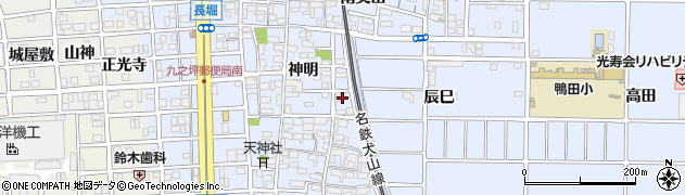 愛知県北名古屋市九之坪神明79周辺の地図