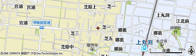 愛知県稲沢市祖父江町甲新田（芝二）周辺の地図