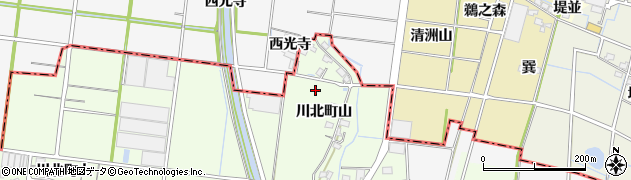 愛知県愛西市川北町（山）周辺の地図