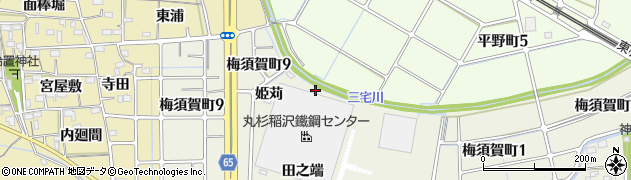 愛知県稲沢市梅須賀町姫苅周辺の地図