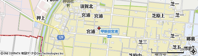 愛知県稲沢市祖父江町甲新田宮浦周辺の地図