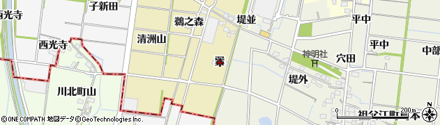 愛知県稲沢市祖父江町西鵜之本巽周辺の地図