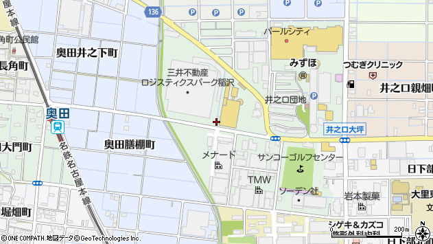 〒492-8224 愛知県稲沢市奥田大沢町の地図
