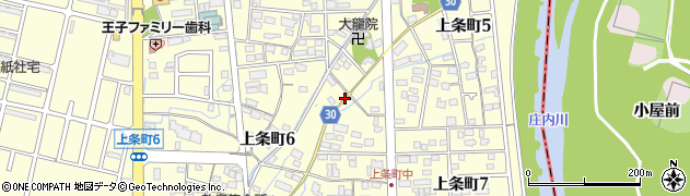 愛知県春日井市上条町周辺の地図
