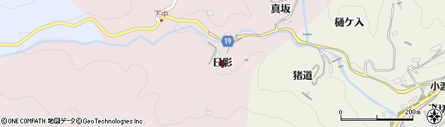 愛知県豊田市下中町（日影）周辺の地図