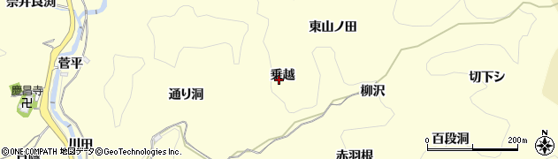 愛知県豊田市三箇町（乗越）周辺の地図