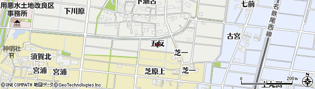 愛知県稲沢市祖父江町二俣（五反）周辺の地図