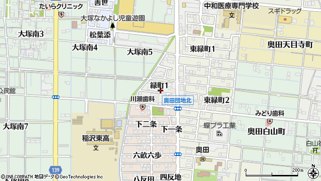〒492-8252 愛知県稲沢市緑町の地図