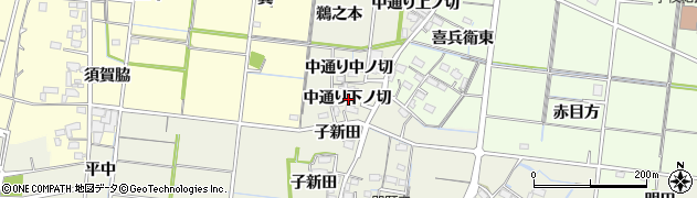 愛知県稲沢市祖父江町島本中通り下ノ切周辺の地図