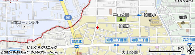 愛知県名古屋市北区如意3丁目周辺の地図